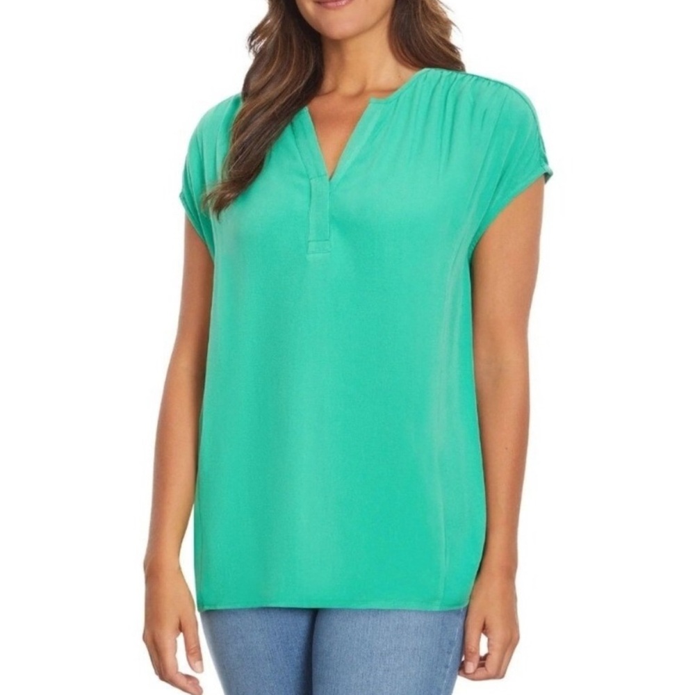 Nine West Women’s Cap Sleeve Lightweight Green Blouse Top - Size XL